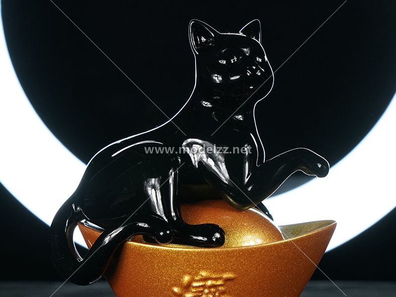 Black Cat Modern Decoration Resin Art 