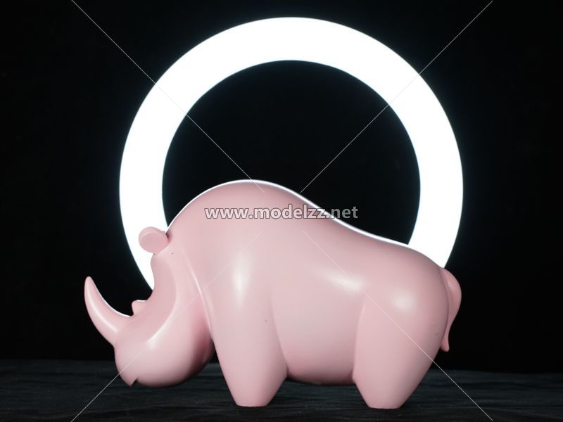Pink Rhinoceros Resin Art Cartoon Sculpture