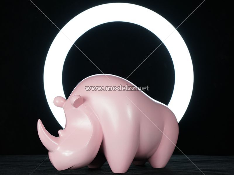 Pink Rhinoceros Resin Art Cartoon Sculpture
