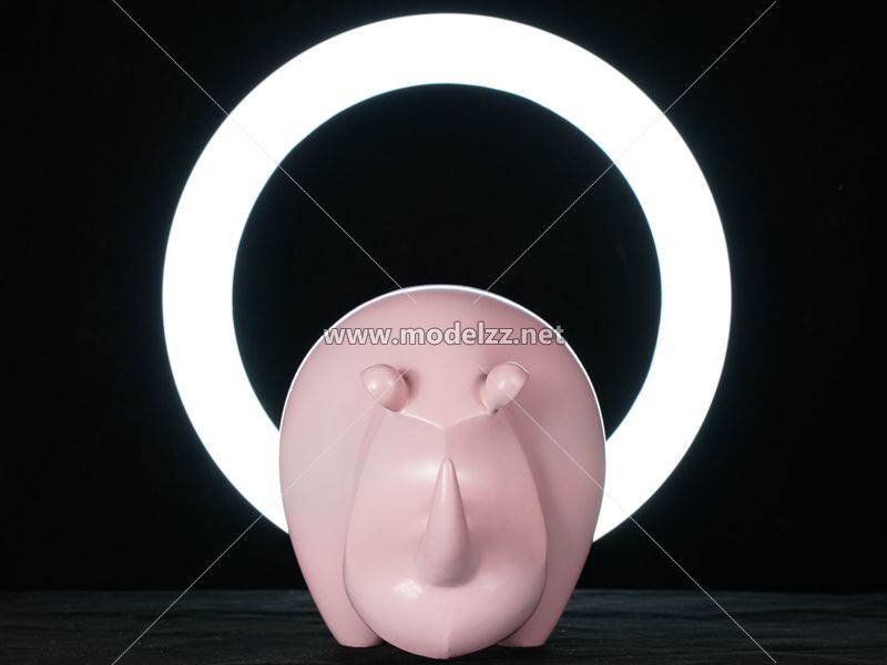 Pink Rhinoceros Resin Art Cartoon Sculpture