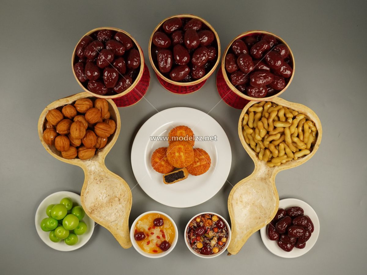Traditional Date Fruits Bowl Simulation Food Model