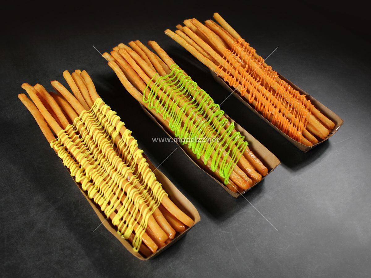 Fried Fries Model Resin Sculptures