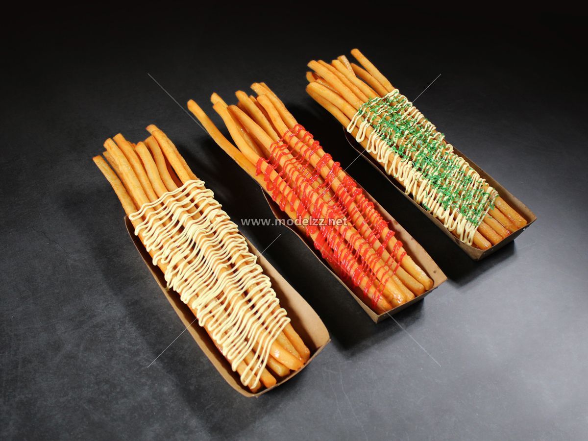 Fried Fries Model Resin Sculptures