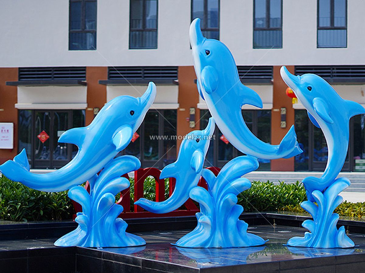 Dolphin Vivid Fiberglass Statue