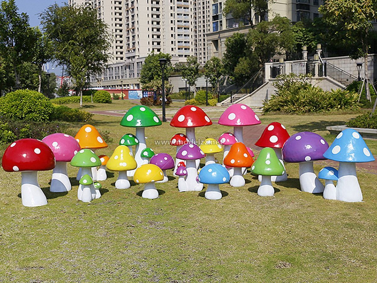 Cartoon Mushroom FRP Cartoon Mascot Figure