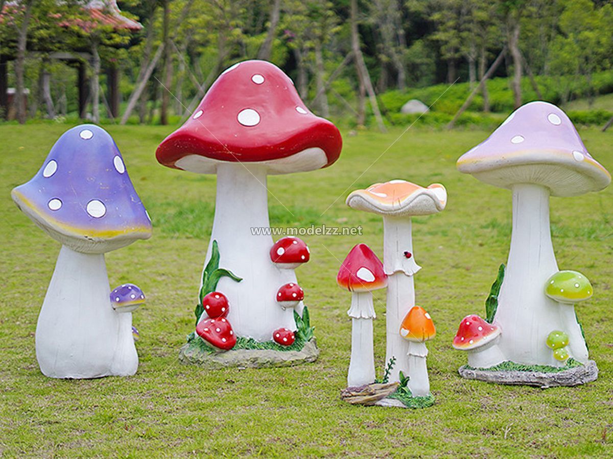 Cartoon Mushroom FRP Cartoon Mascot Figure