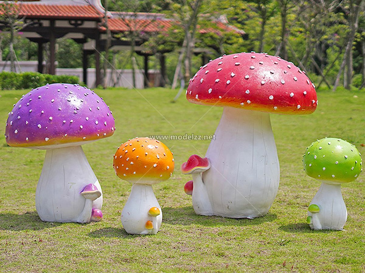 Cartoon Mushroom FRP Cartoon Mascot Figure