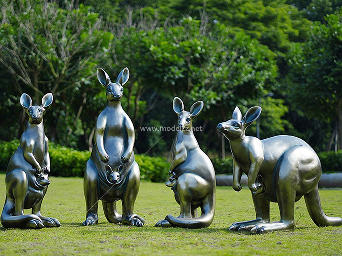 Animal Kangaroo Imitation copper fiberglass sculpture