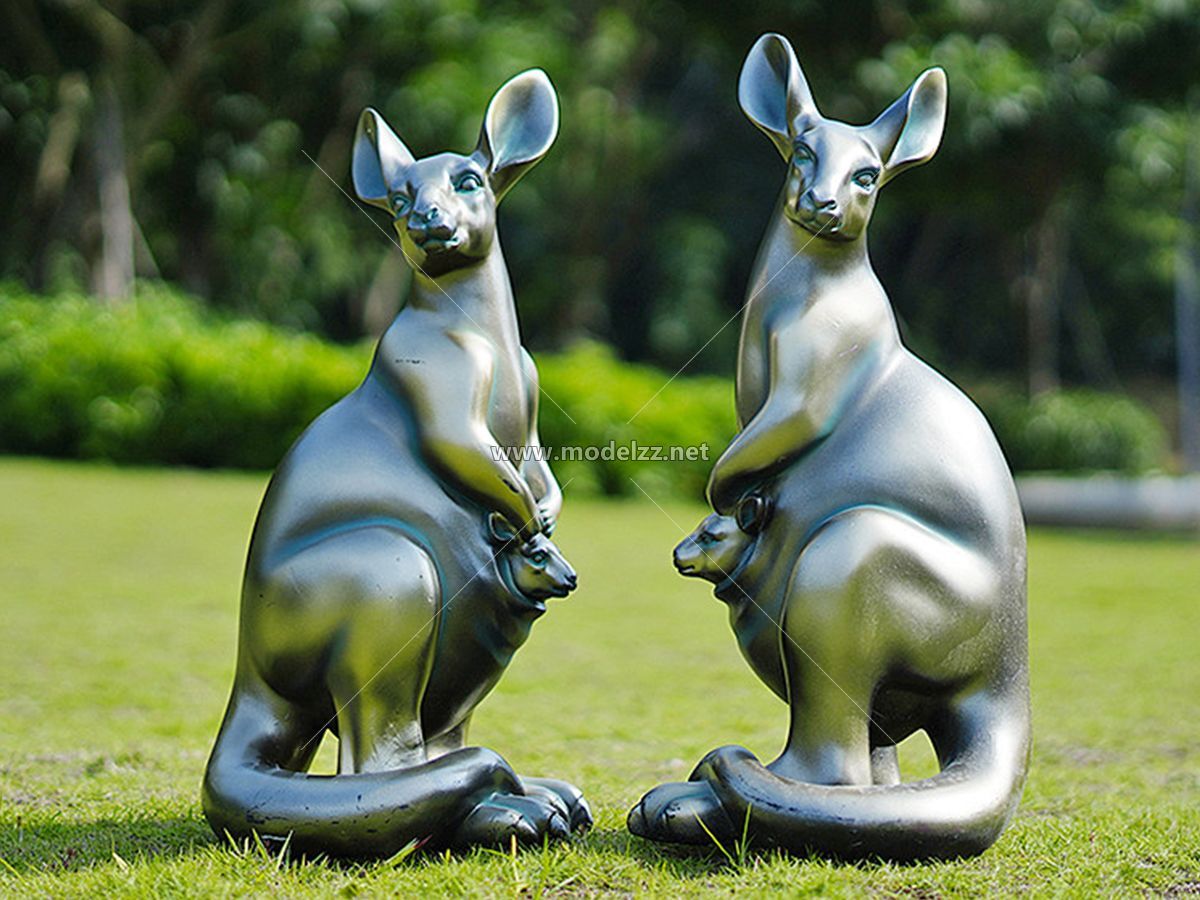 Animal Kangaroo Imitation copper fiberglass sculpture