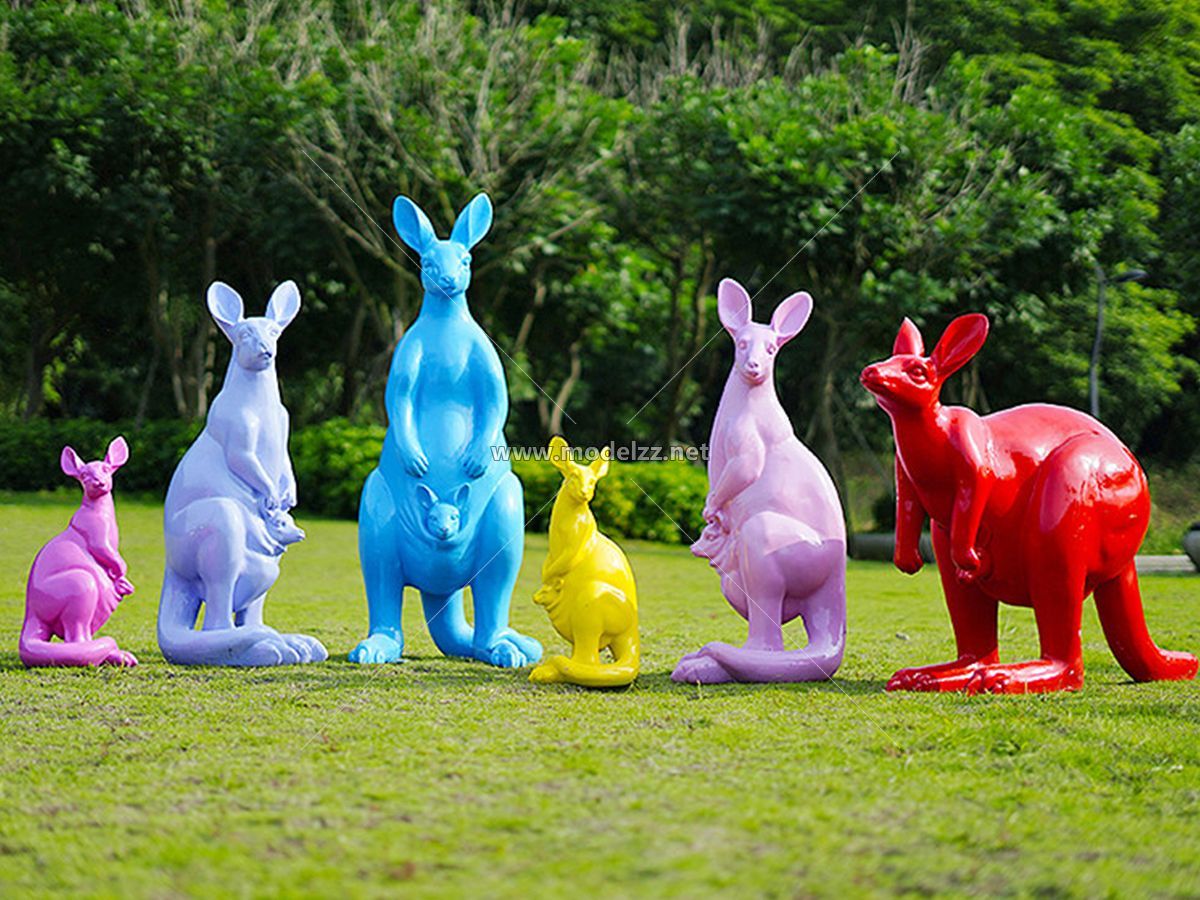 Animal Kangaroo Imitation copper fiberglass sculpture