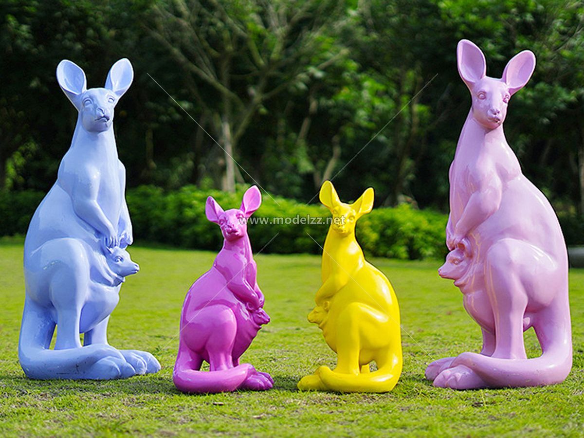 Animal Kangaroo Imitation copper fiberglass sculpture