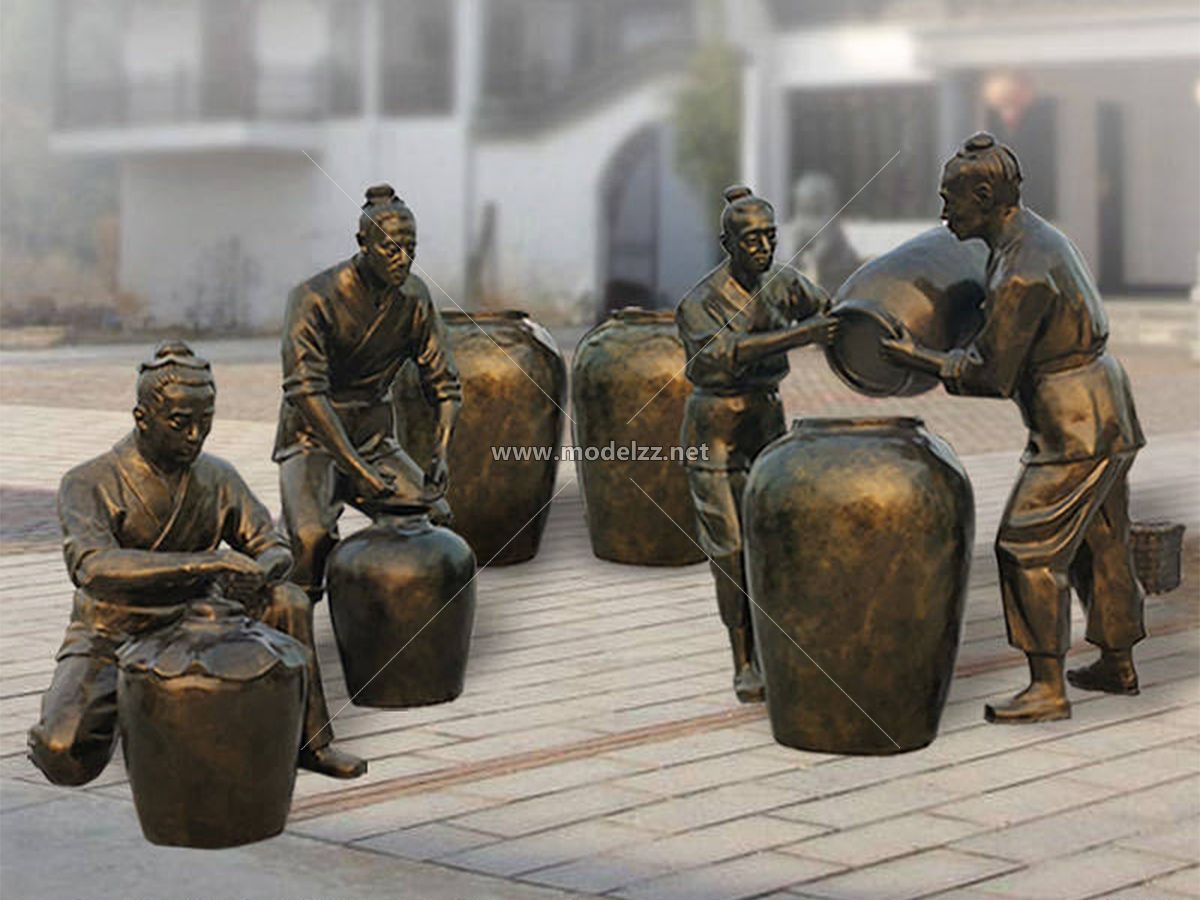 Street Seller Imitation copper fiberglass sculpture