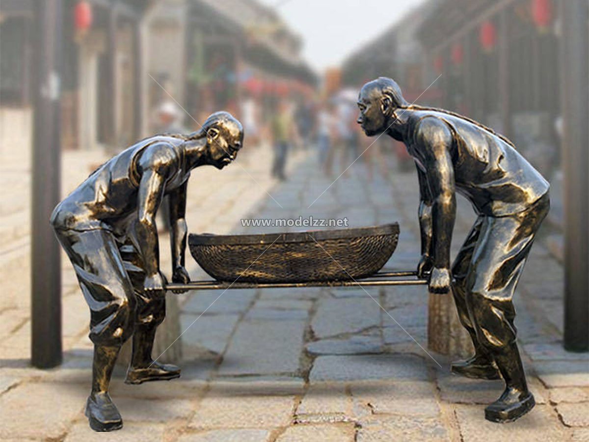 Street Seller Imitation copper fiberglass sculpture