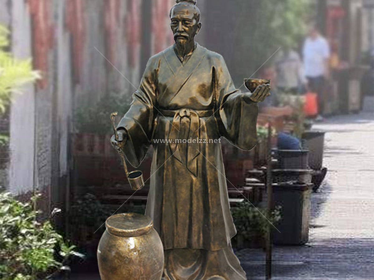 Street Seller Imitation copper fiberglass sculpture