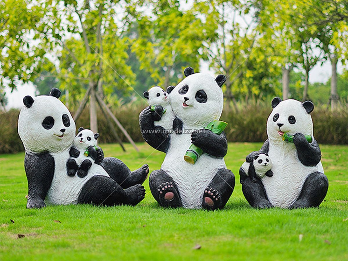 Panda FRP Cartoon Mascot Figure Statues