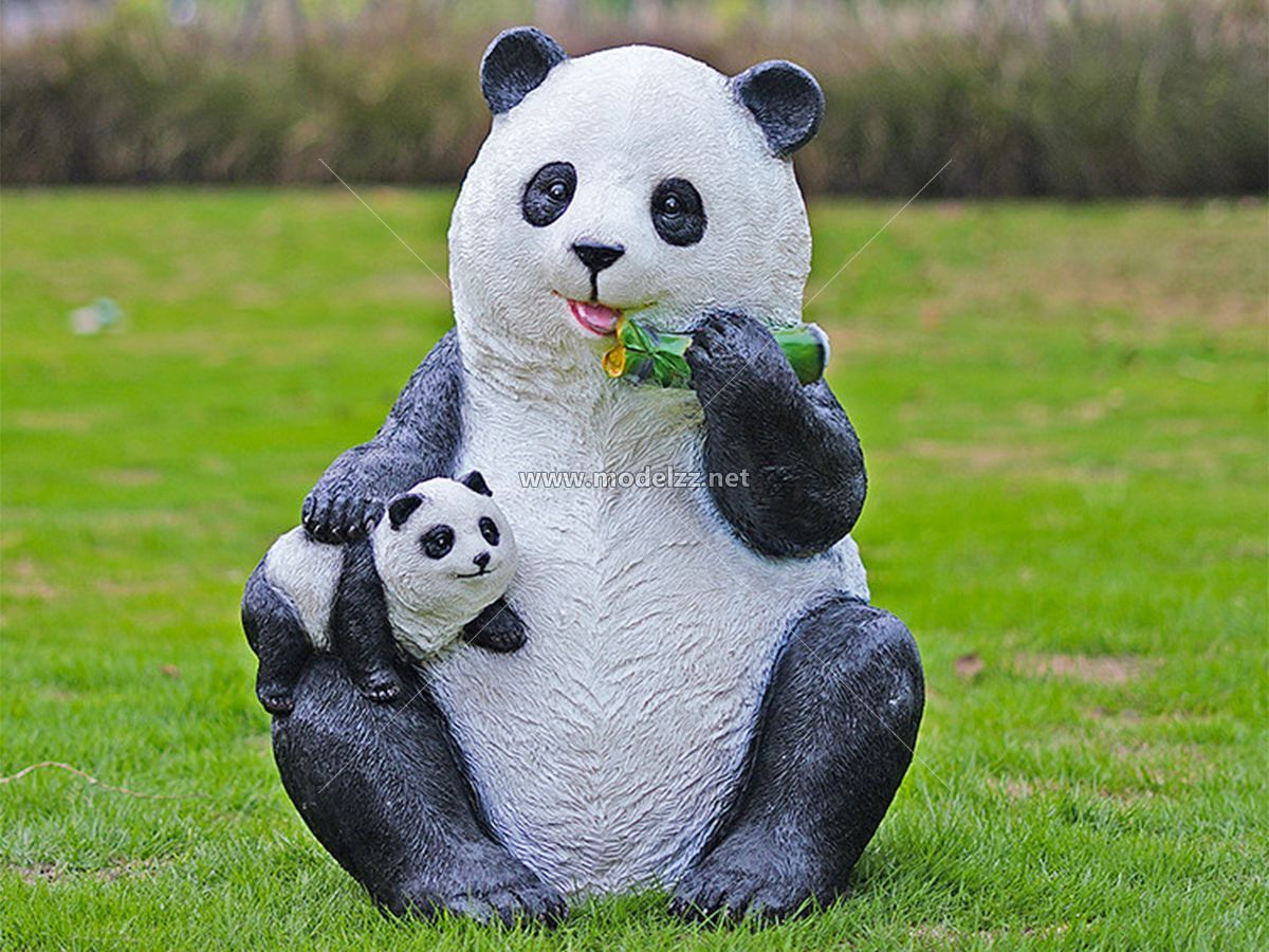Panda FRP Cartoon Mascot Figure Statues