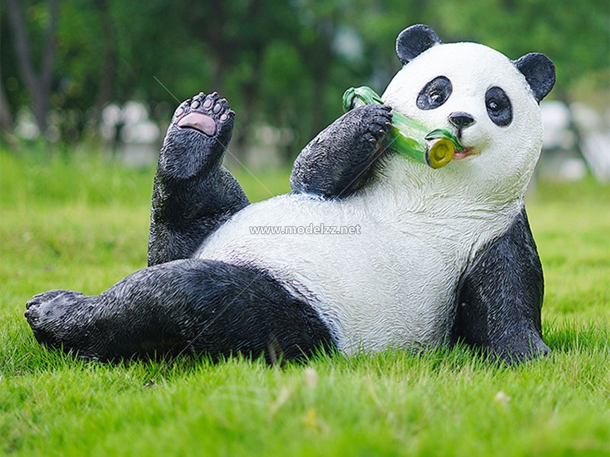 Panda FRP Cartoon Mascot Figure Statues